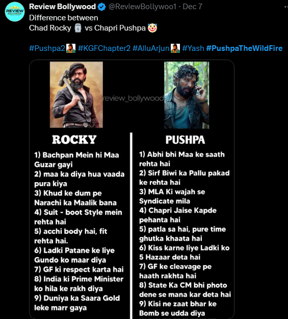 Difference between Chad Rocky 🗿 vs Chapri Pushpa 🤡